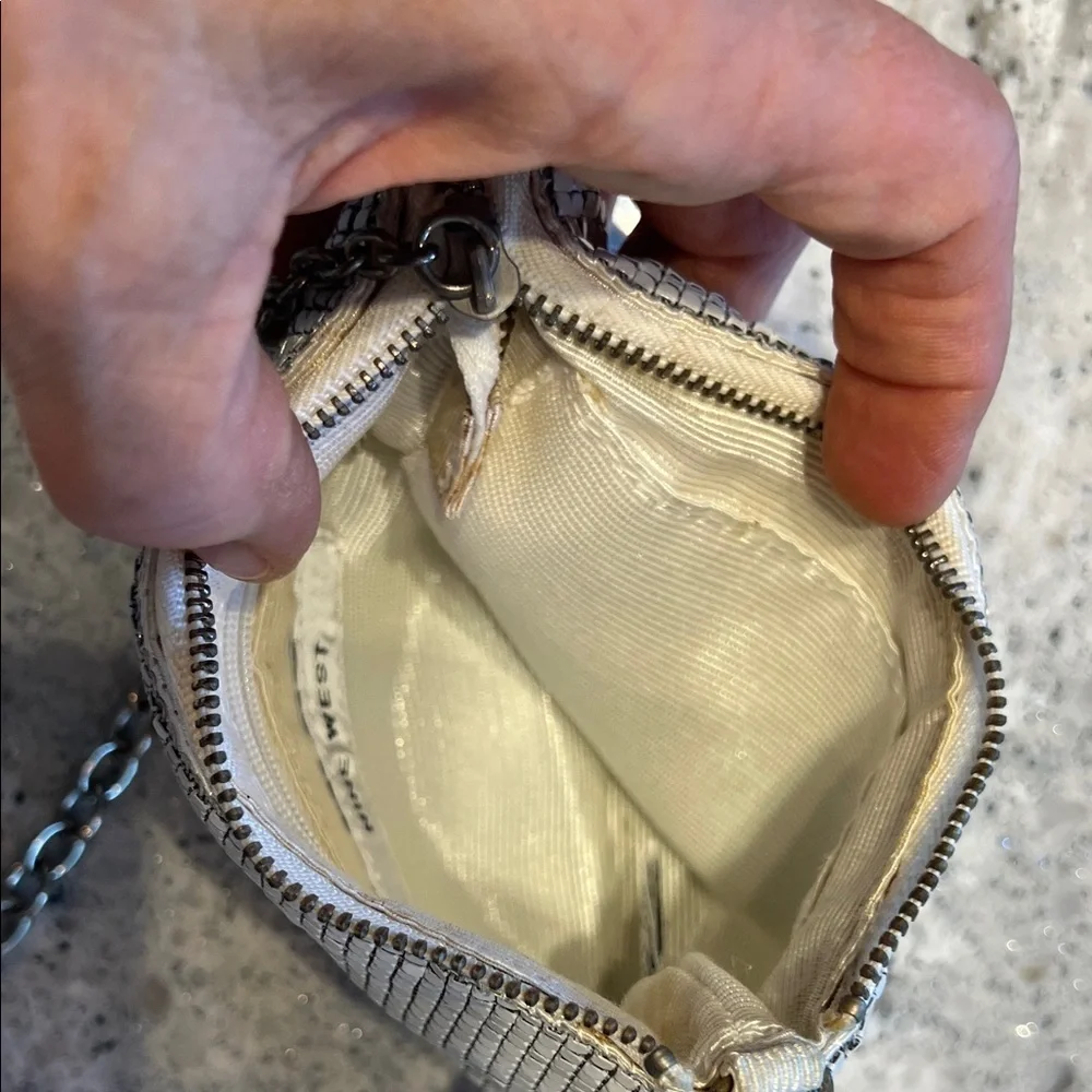 Nine West Metallic Silver Purse with Chain 6